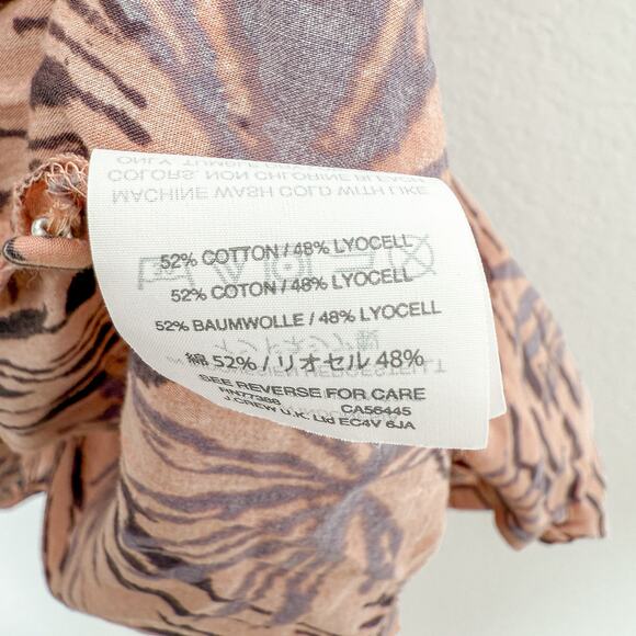 Madewell Button-Front Tiered Dress in Oasis Palms Pink Size Medium - Picture 8 of 9